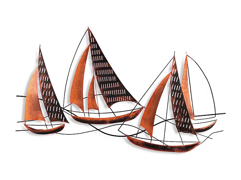 Décoration murale en métal - Mer Bateaux (effet rouille)