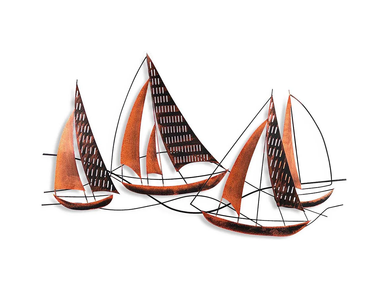 Décoration murale en métal - Mer Bateaux (effet rouille)