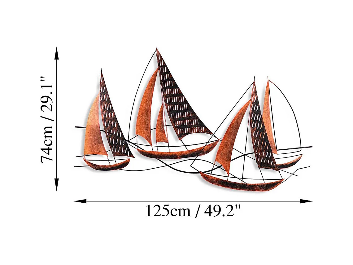 Décoration murale en métal - Mer Bateaux (effet rouille)