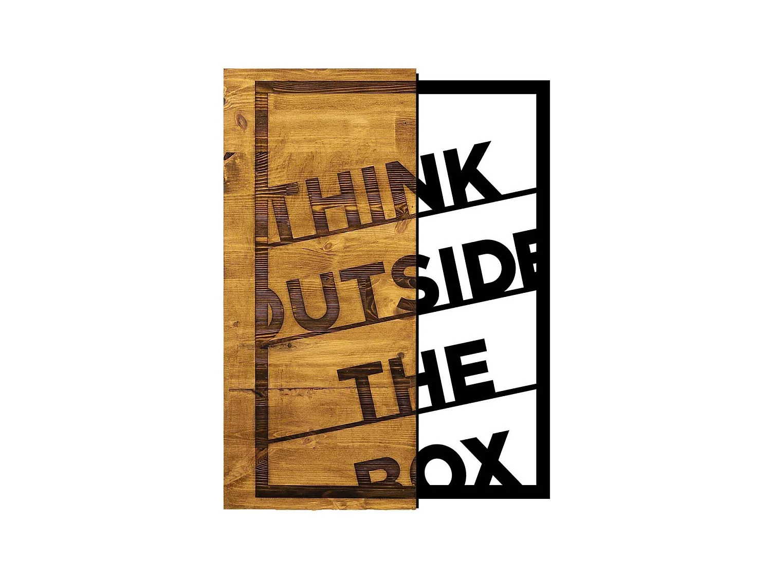 Accesorio decorativo de pared – 42 x 58 cm – Nogal y negro – Madera y metal