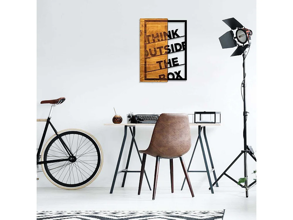 Accesorio decorativo de pared – 42 x 58 cm – Nogal y negro – Madera y metal