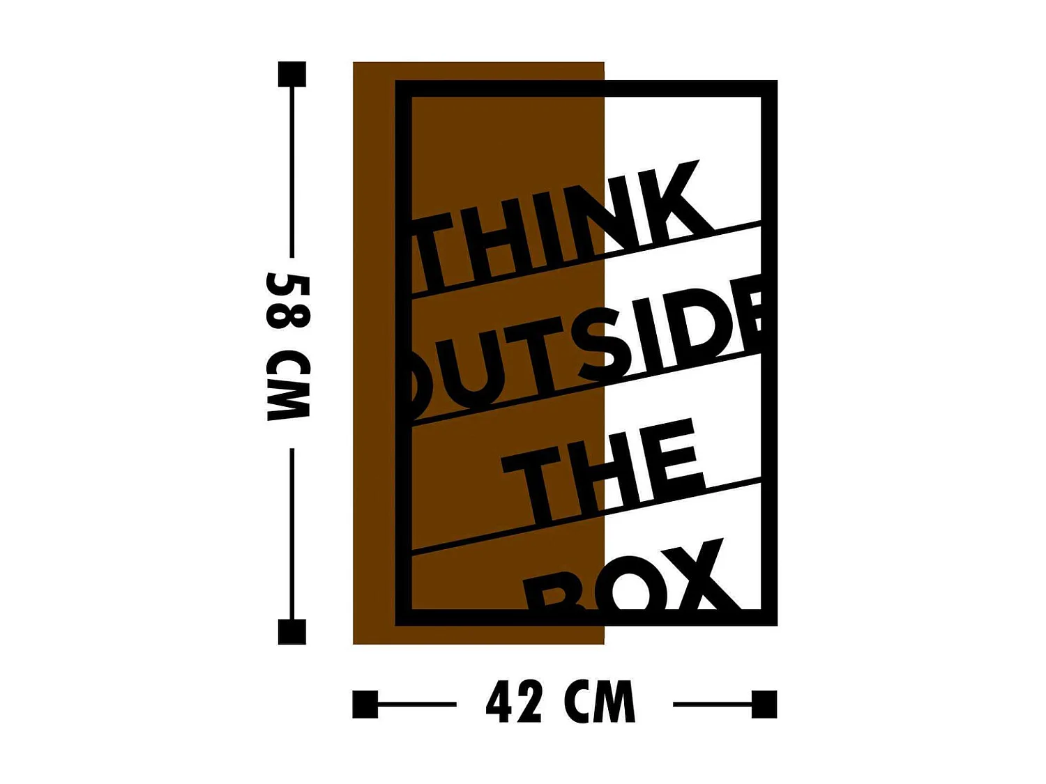 Accesorio decorativo de pared – 42 x 58 cm – Nogal y negro – Madera y metal