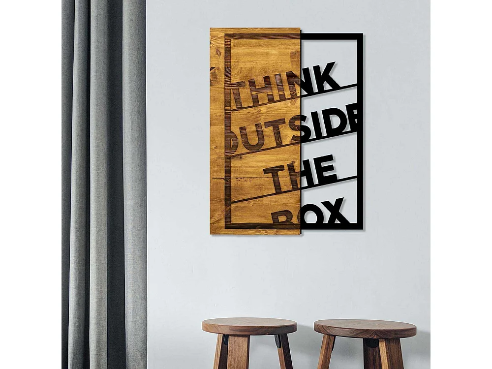 Accesorio decorativo de pared – 42 x 58 cm – Nogal y negro – Madera y metal