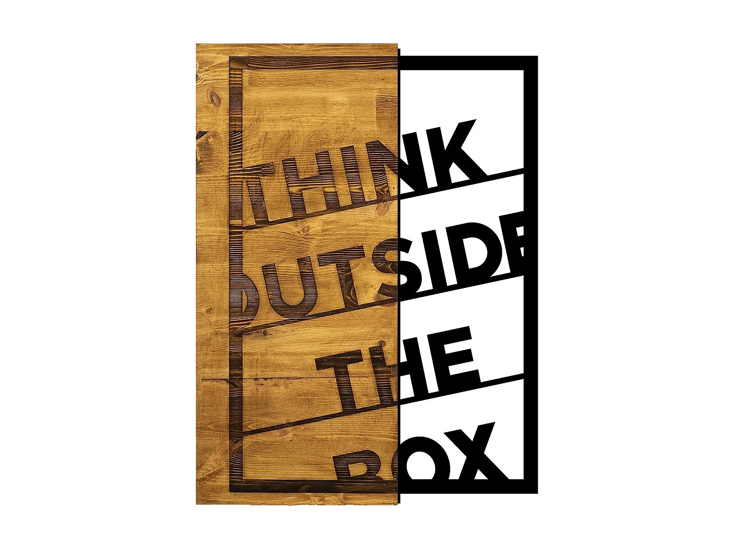 Accesorio decorativo de pared – 42 x 58 cm – Nogal y negro – Madera y metal