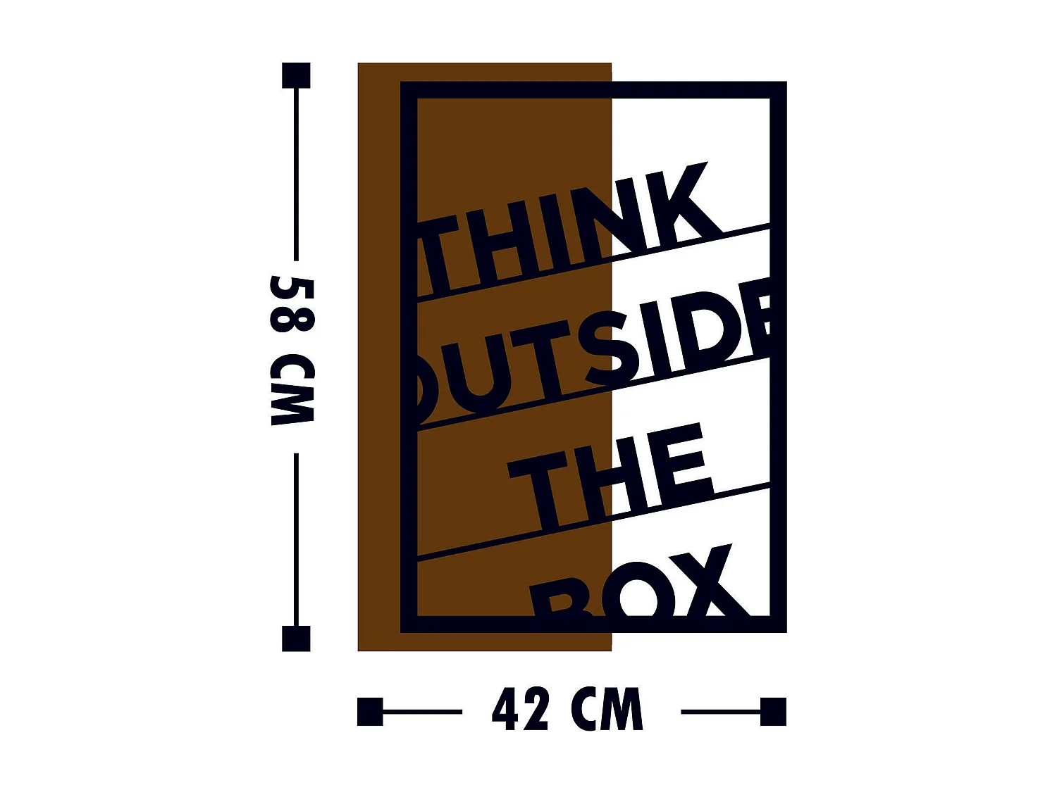 Accesorio decorativo de pared – 42 x 58 cm – Nogal y negro – Madera y metal