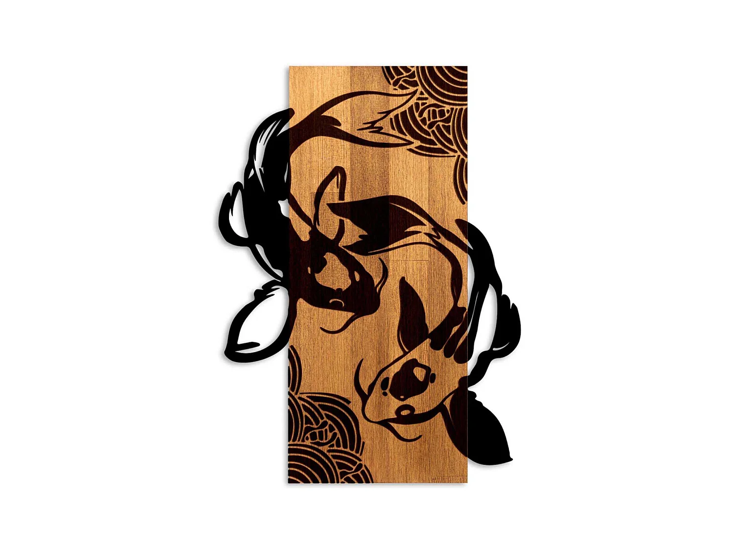 Décoration murale bois et métal Animal Fish Yang