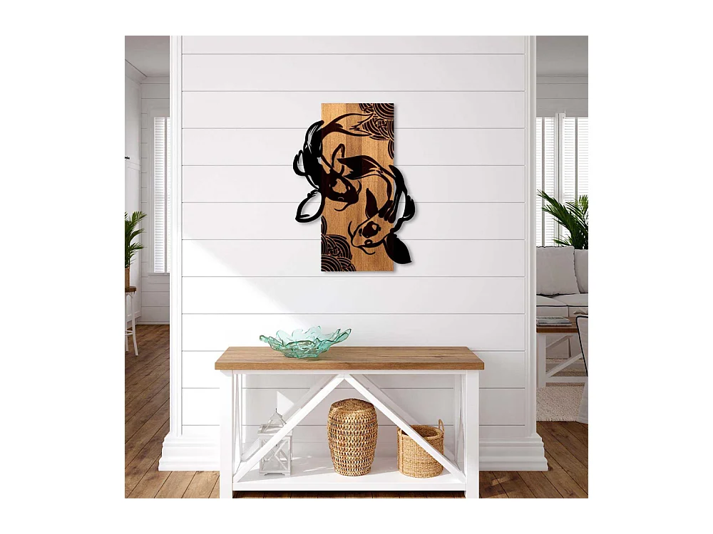 Décoration murale bois et métal Animal Fish Yang