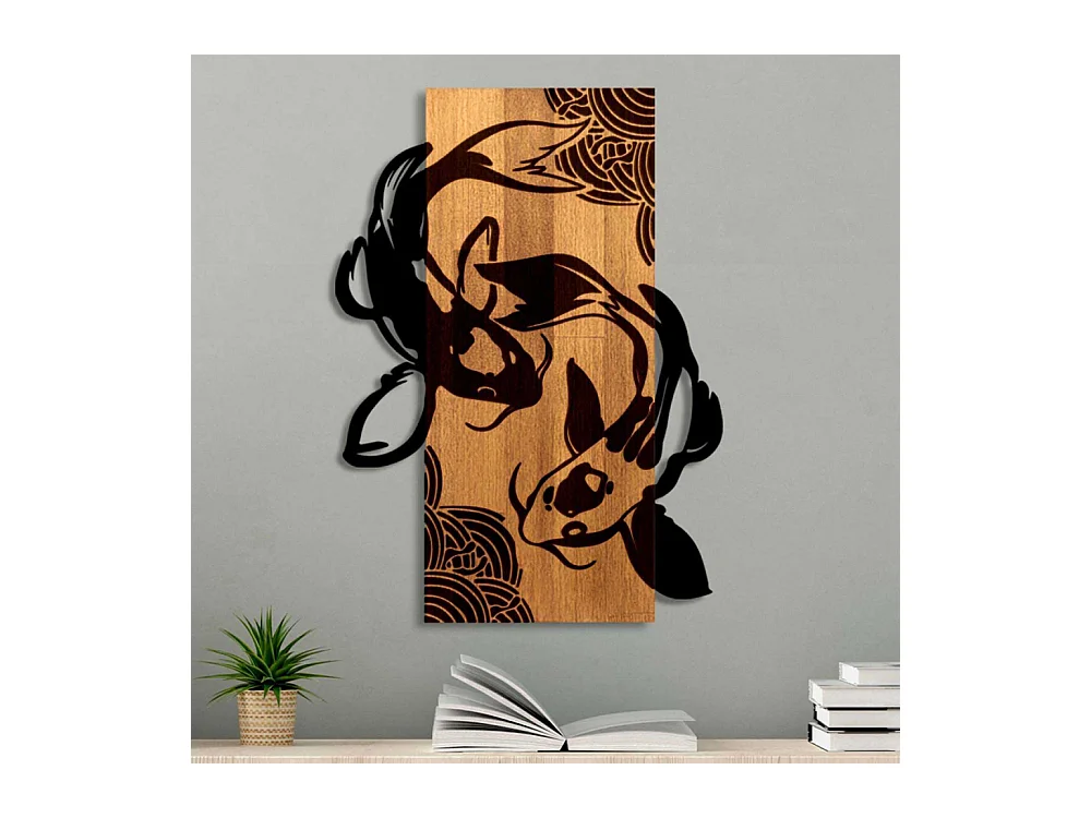 Décoration murale bois et métal Animal Fish Yang