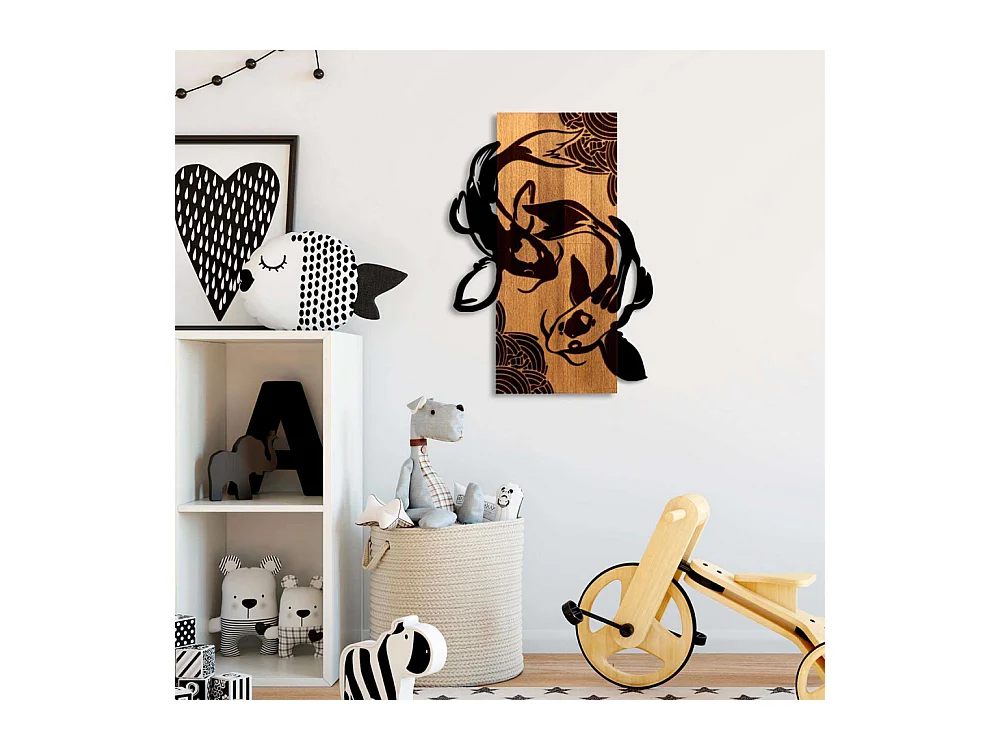 Décoration murale bois et métal Animal Fish Yang