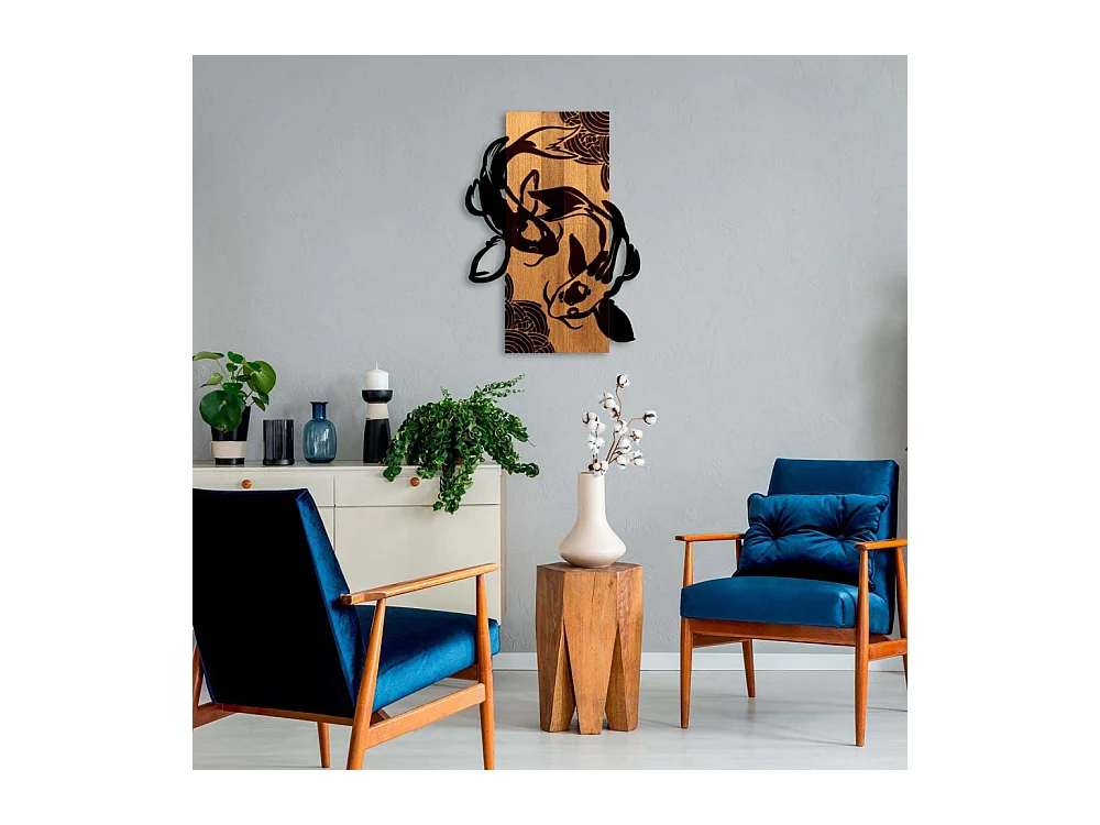Décoration murale bois et métal Animal Fish Yang