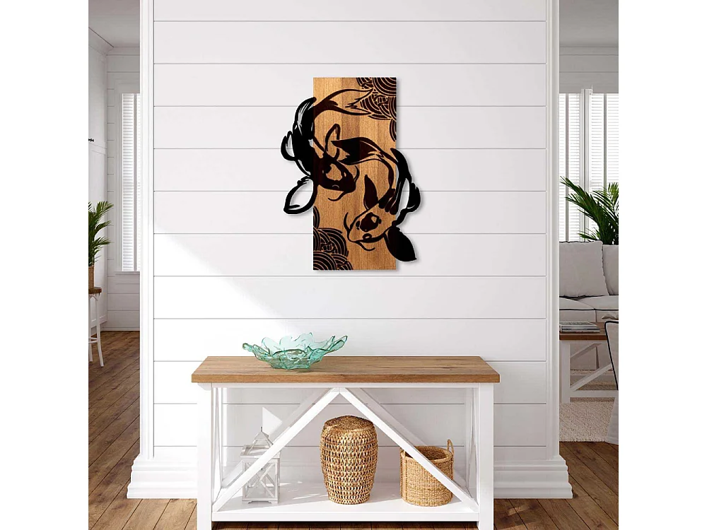 Décoration murale bois et métal Animal Fish Yang