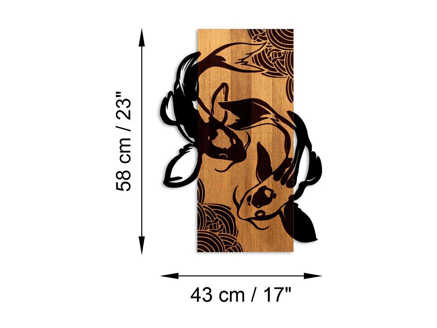 Décoration murale bois et métal Animal Fish Yang