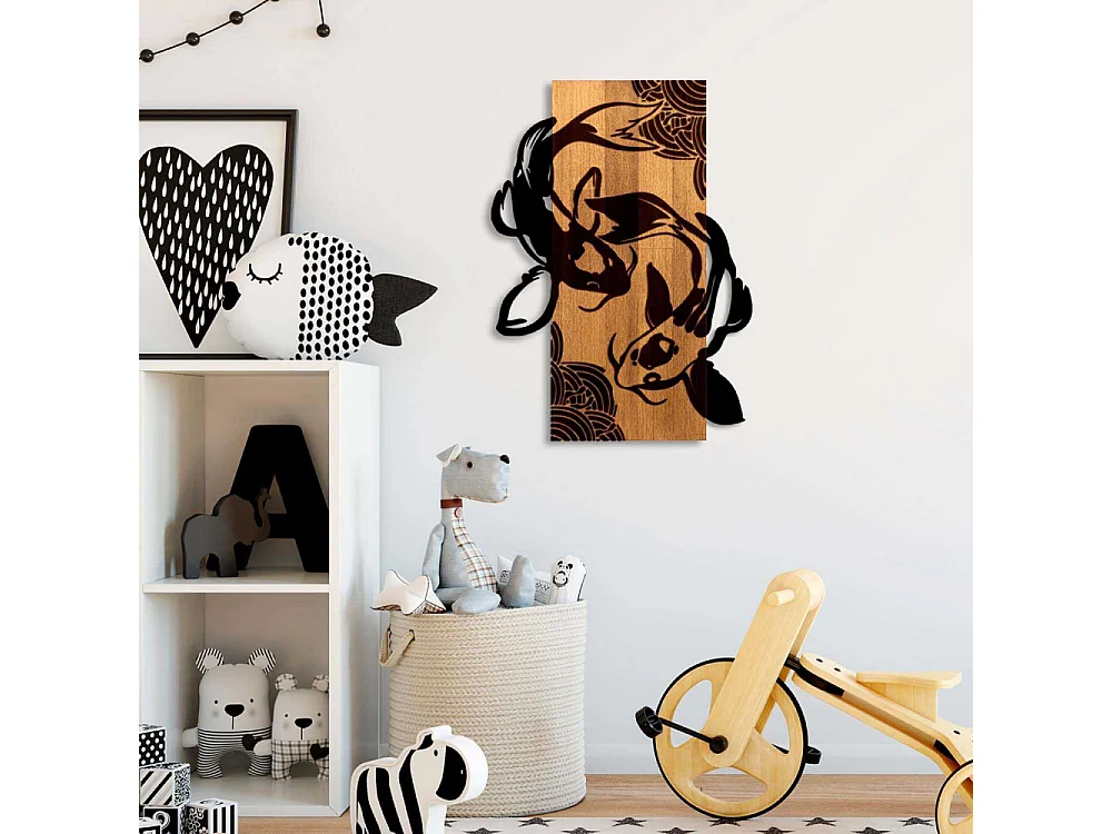 Décoration murale bois et métal Animal Fish Yang