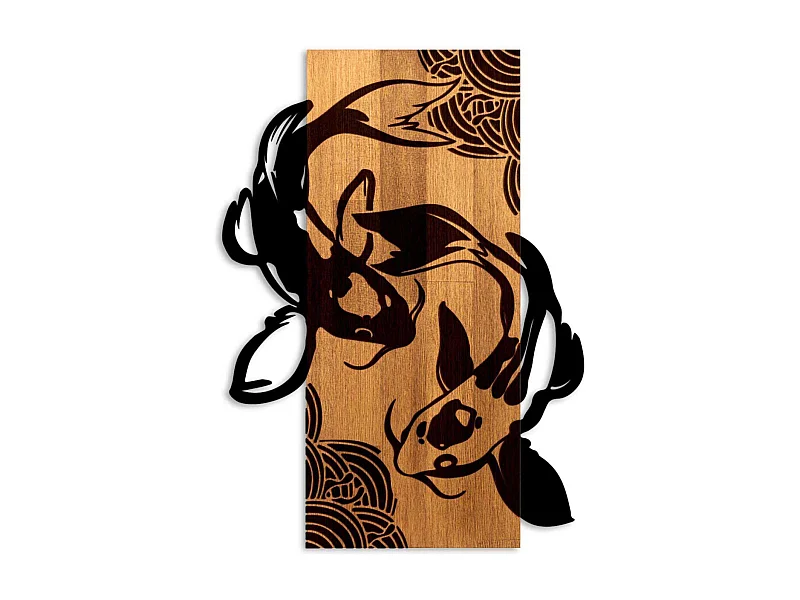 Décoration murale bois et métal Animal Fish Yang