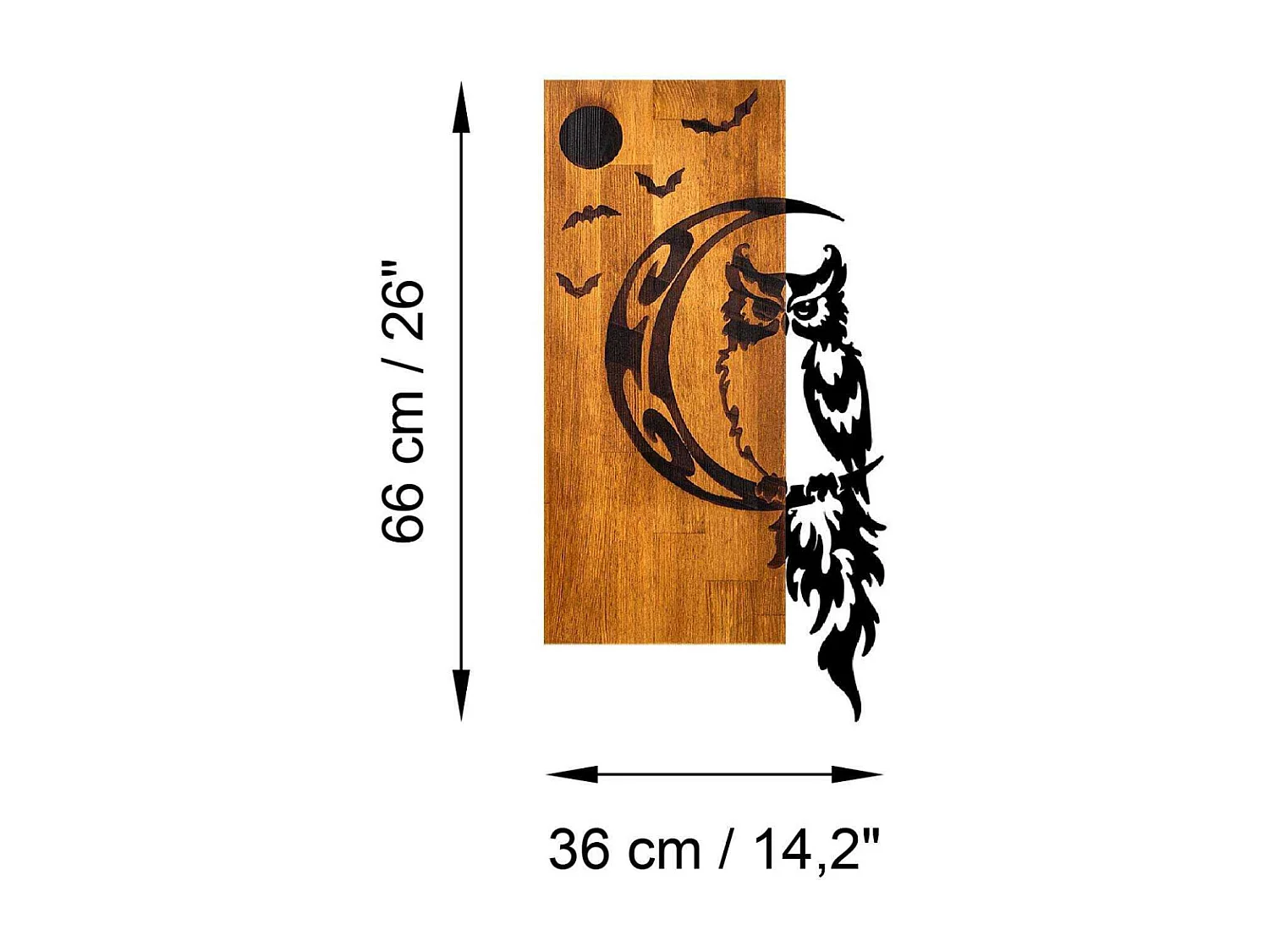 Décoration murale bois et métal Animal Hibou sur la lune