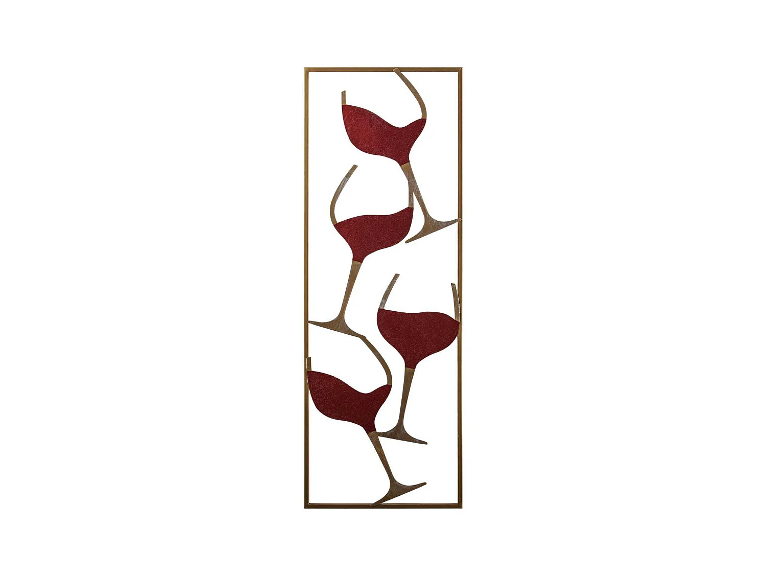 Décoration murale en métal Verres de vin doré