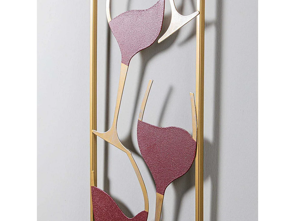 Décoration murale en métal Verres de vin doré