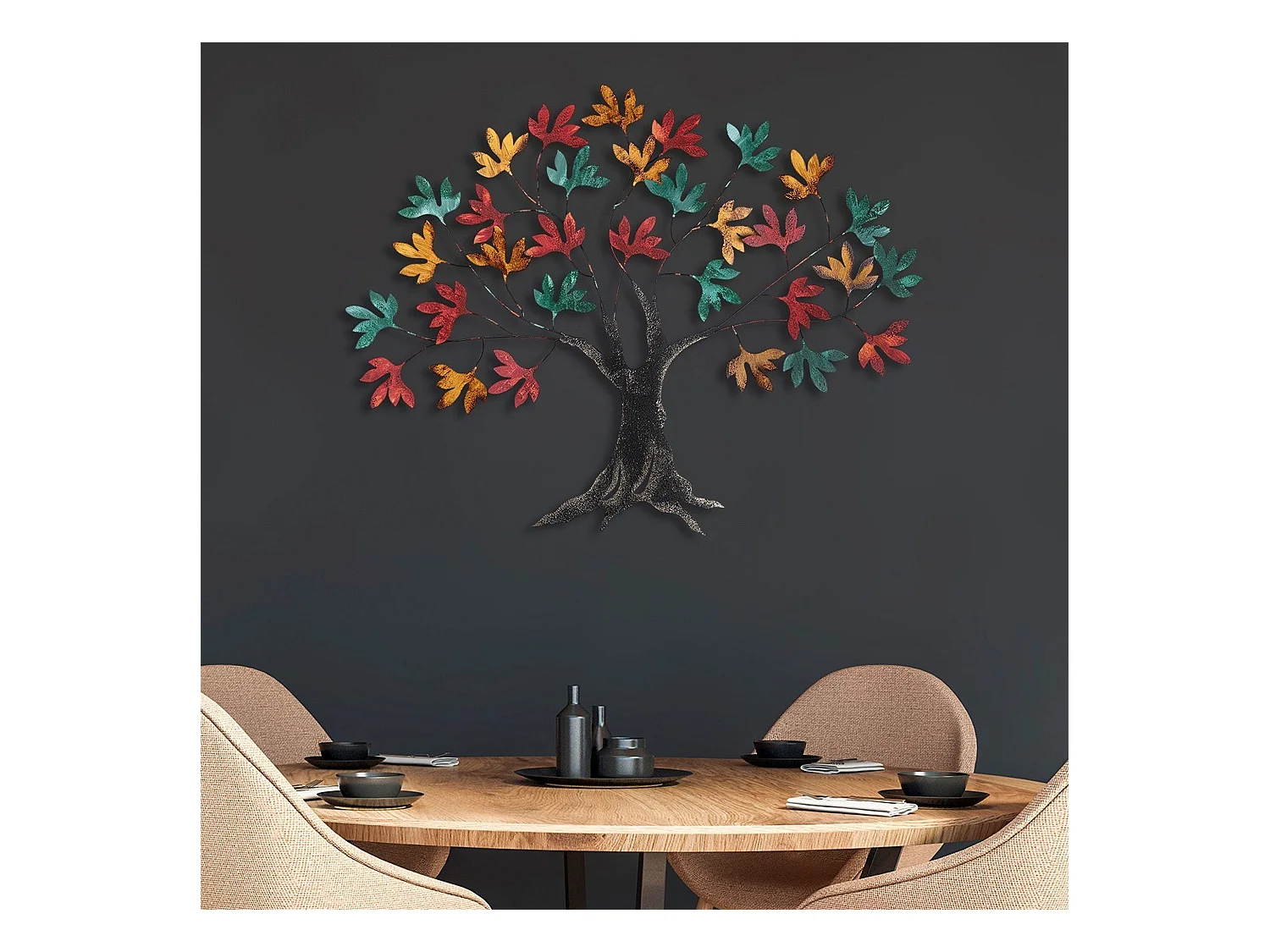 Décoration murale en métal coloré Arbre 1