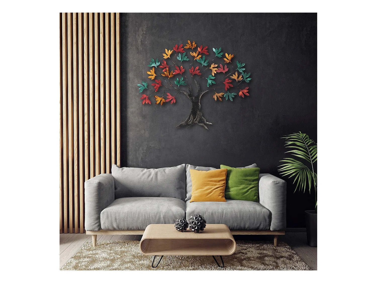 Décoration murale en métal coloré Arbre 1