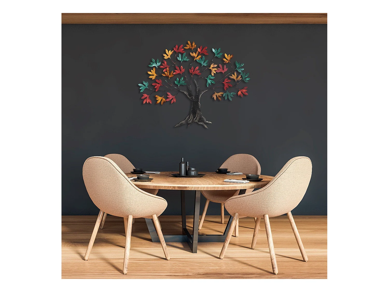 Décoration murale en métal coloré Arbre 1