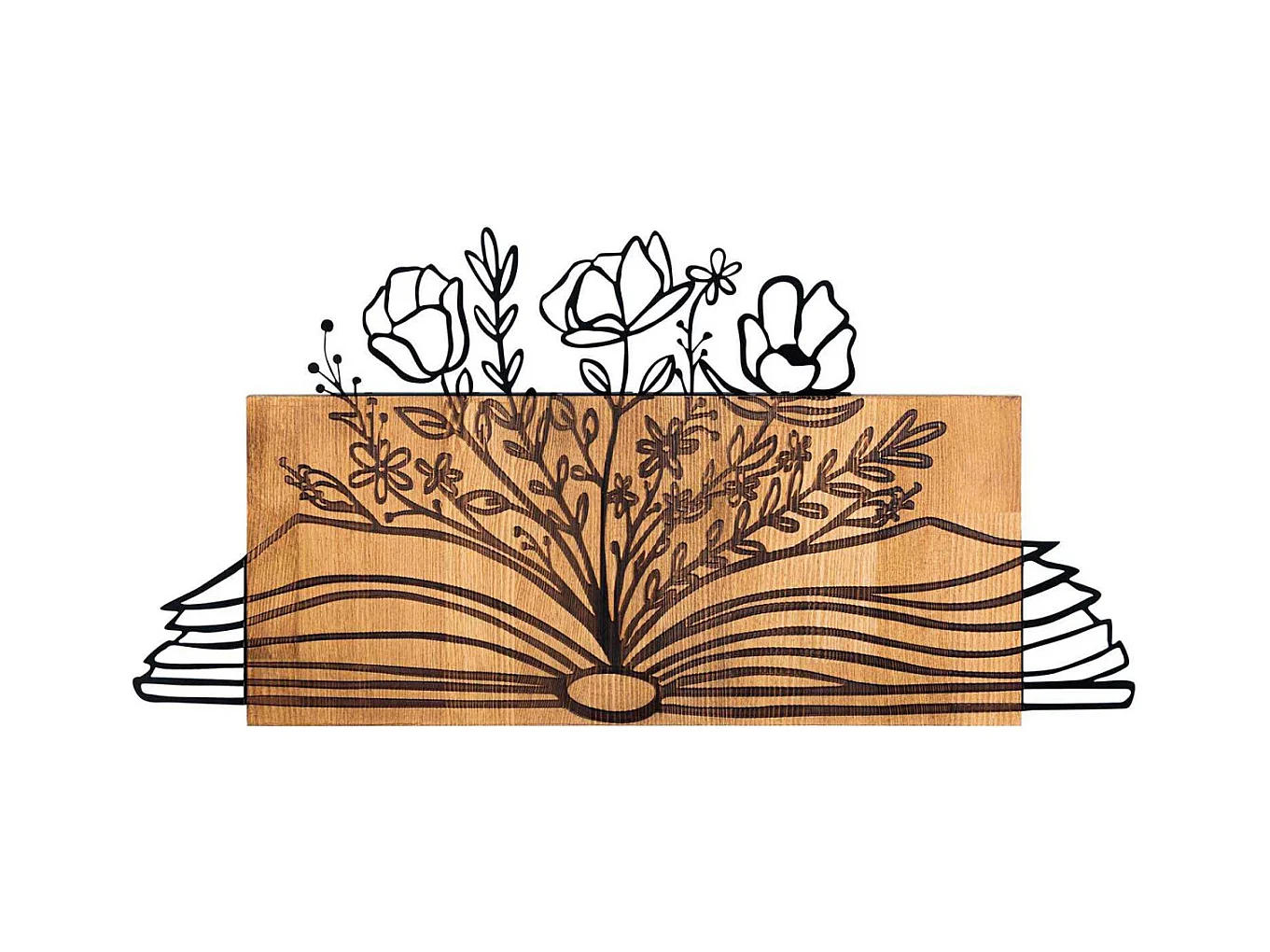 Décoration murale en bois et métal Florale Flower Book