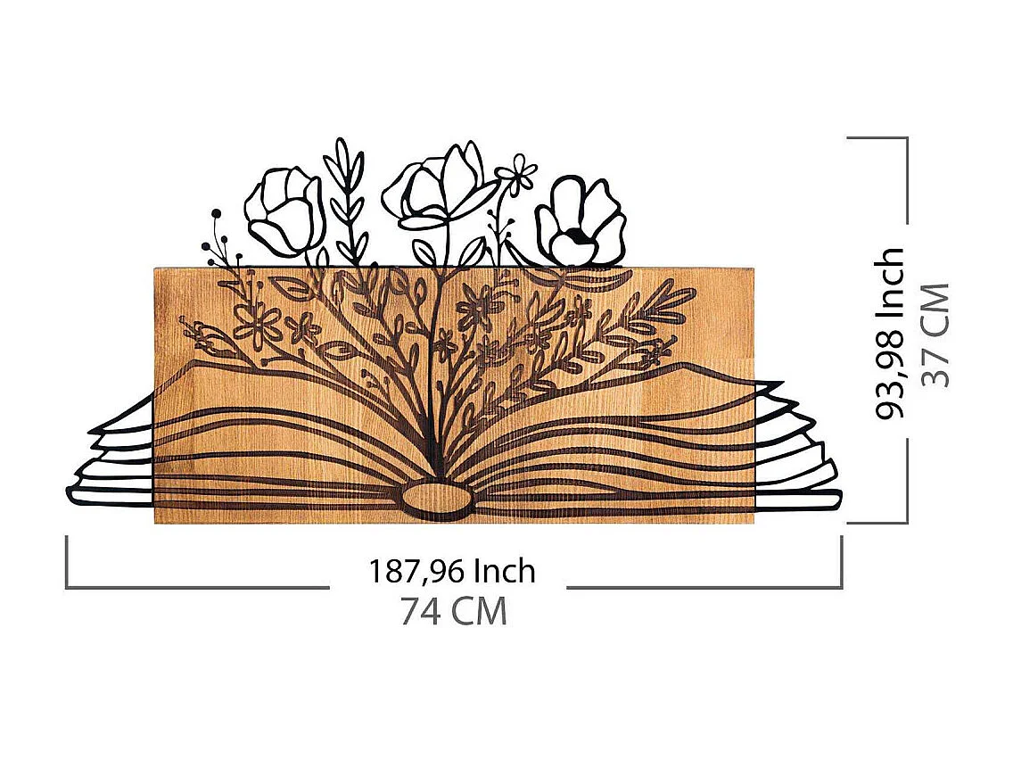 Décoration murale en bois et métal Florale Flower Book