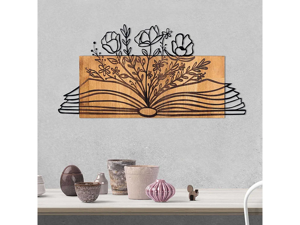 Décoration murale en bois et métal Florale Flower Book