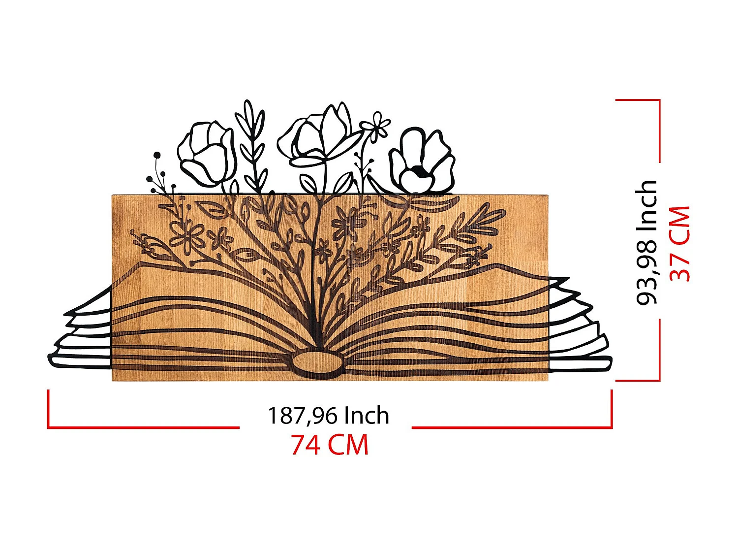Décoration murale en bois et métal Florale Flower Book