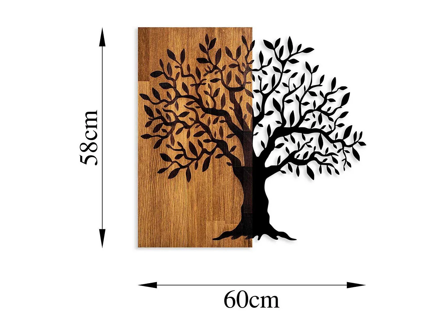 Décoration murale en métal et bois Arbre Modèle 2