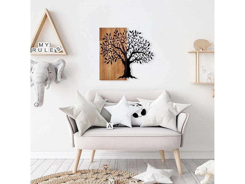 Décoration murale en métal et bois Arbre Modèle 2