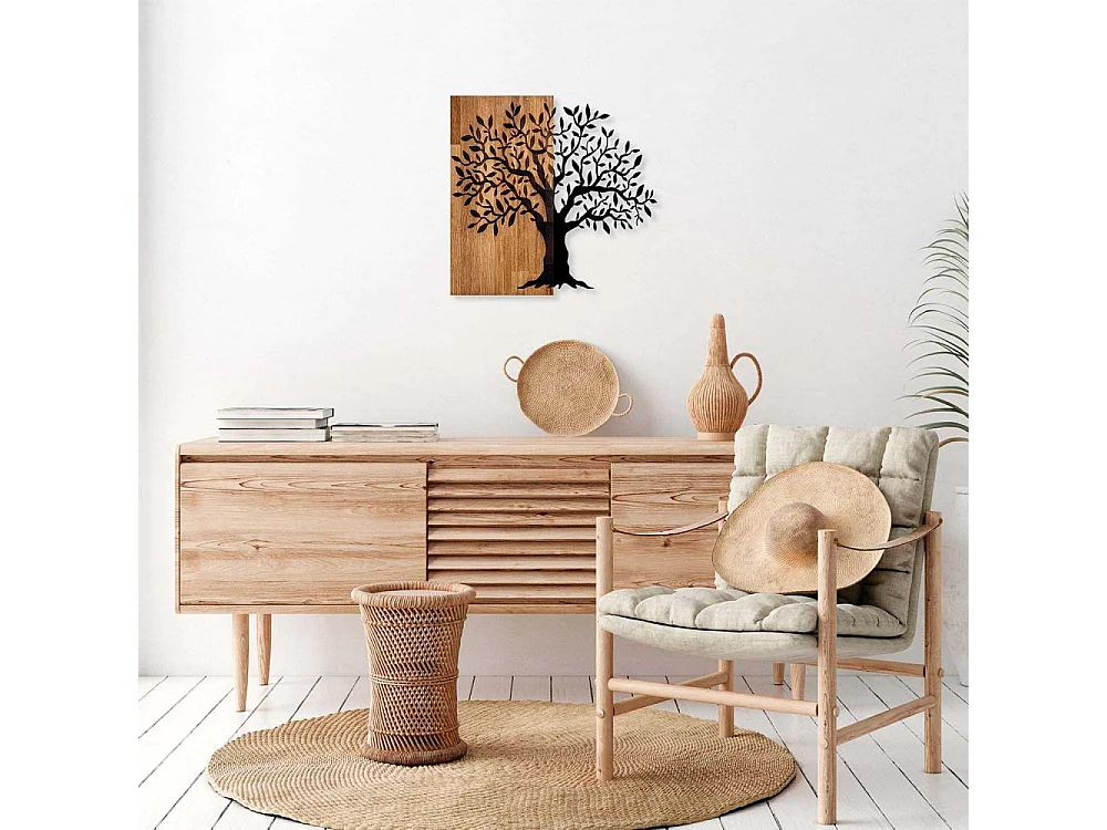 Décoration murale en métal et bois Arbre Modèle 2