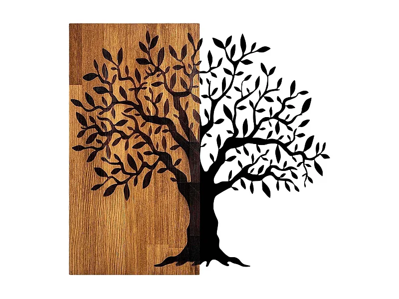 Décoration murale en métal et bois Arbre Modèle 2
