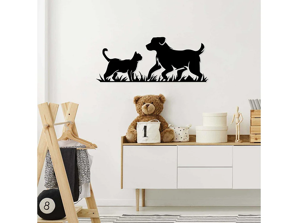 Décoration murale en métal Animal Chat et Chien