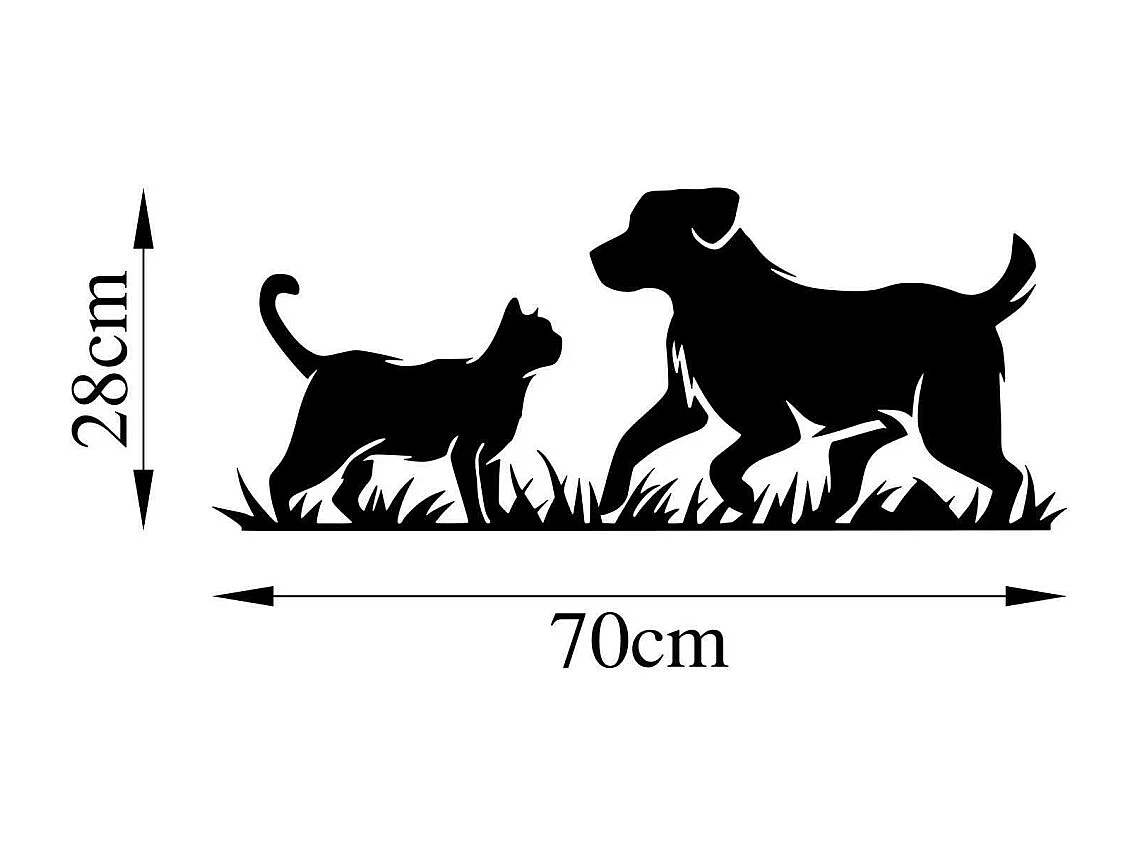 Décoration murale en métal Animal Chat et Chien