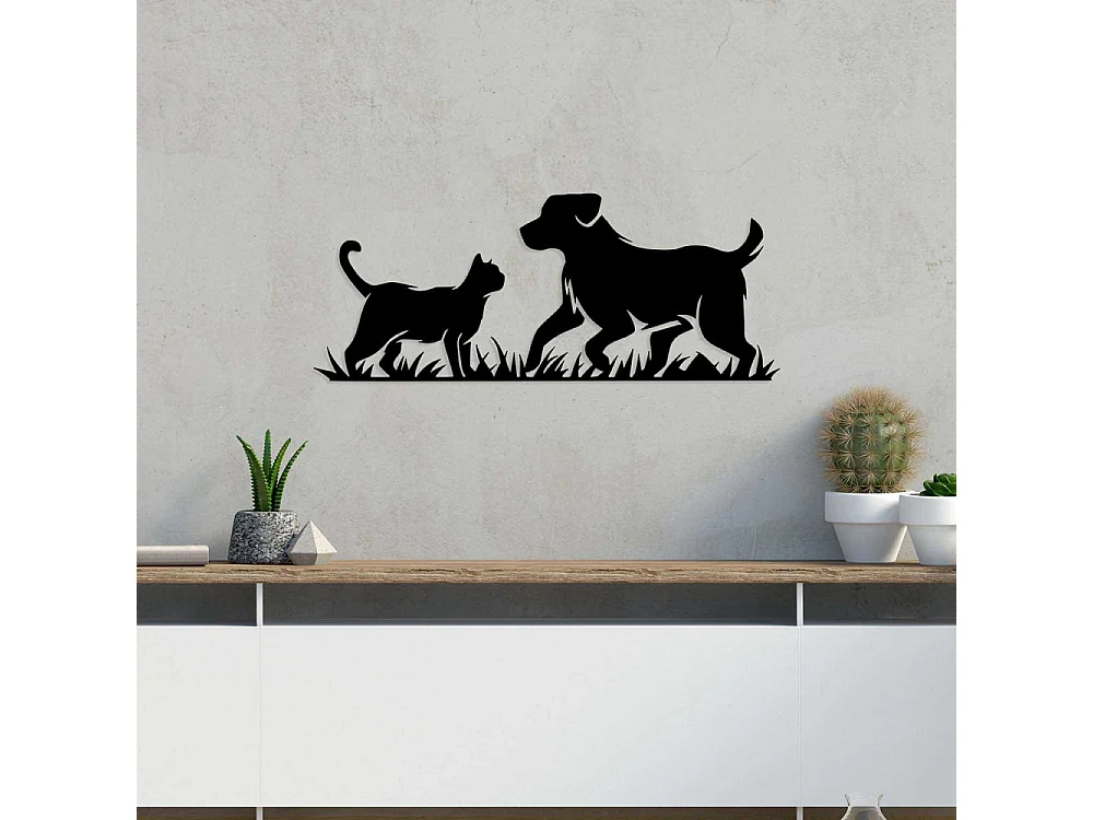 Décoration murale en métal Animal Chat et Chien