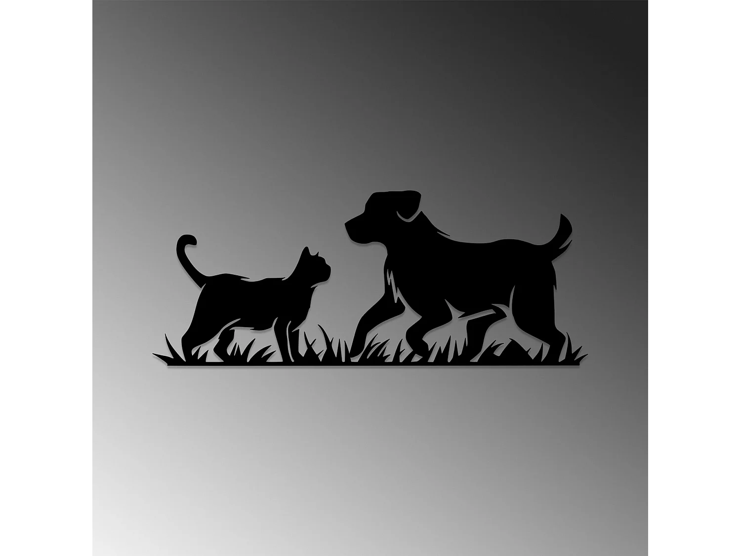 Décoration murale en métal Animal Chat et Chien