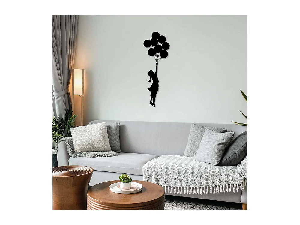 Accesorio decorativo de pared – 100 x 34 cm – Negro – Metal