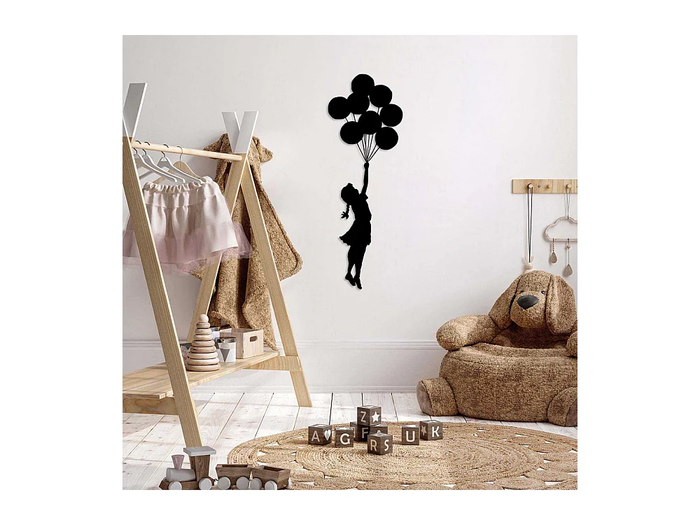 Accesorio decorativo de pared – 100 x 34 cm – Negro – Metal