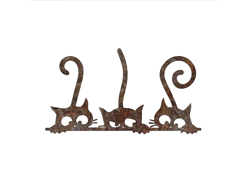 Décoration murale en métal Animal 3 Chats (effet rouillé)