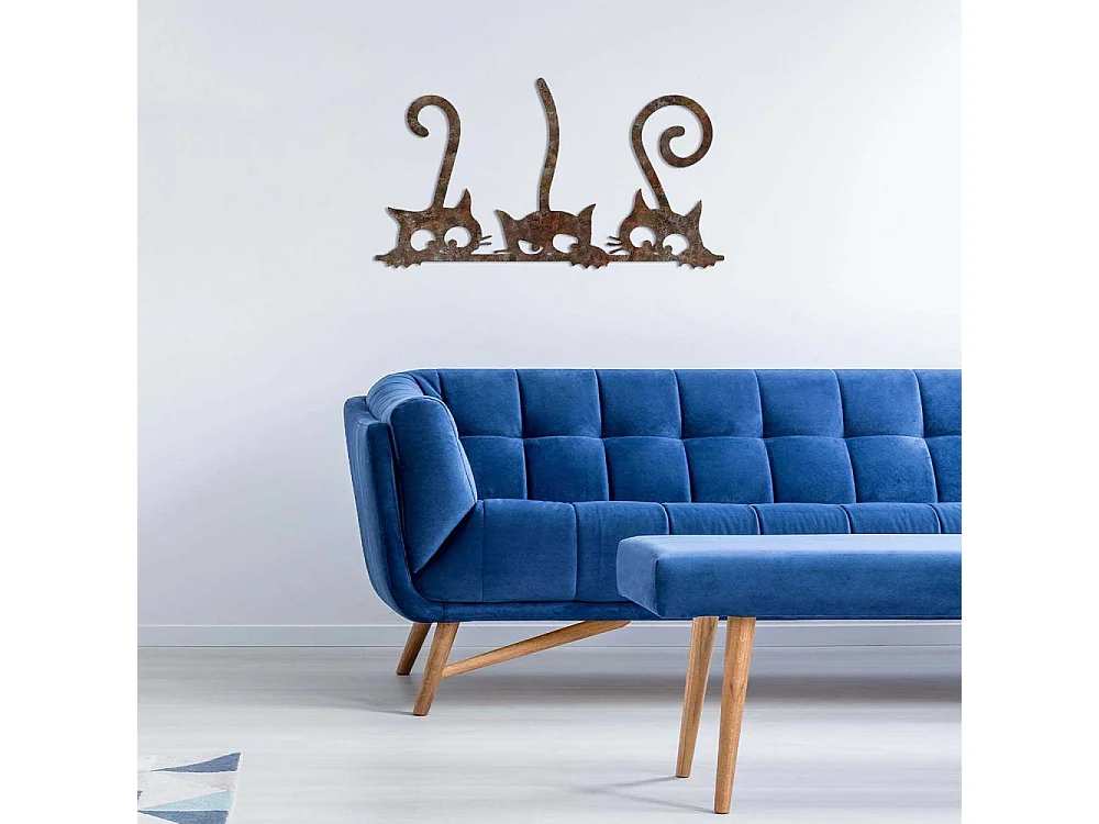 Décoration murale en métal Animal 3 Chats (effet rouillé)