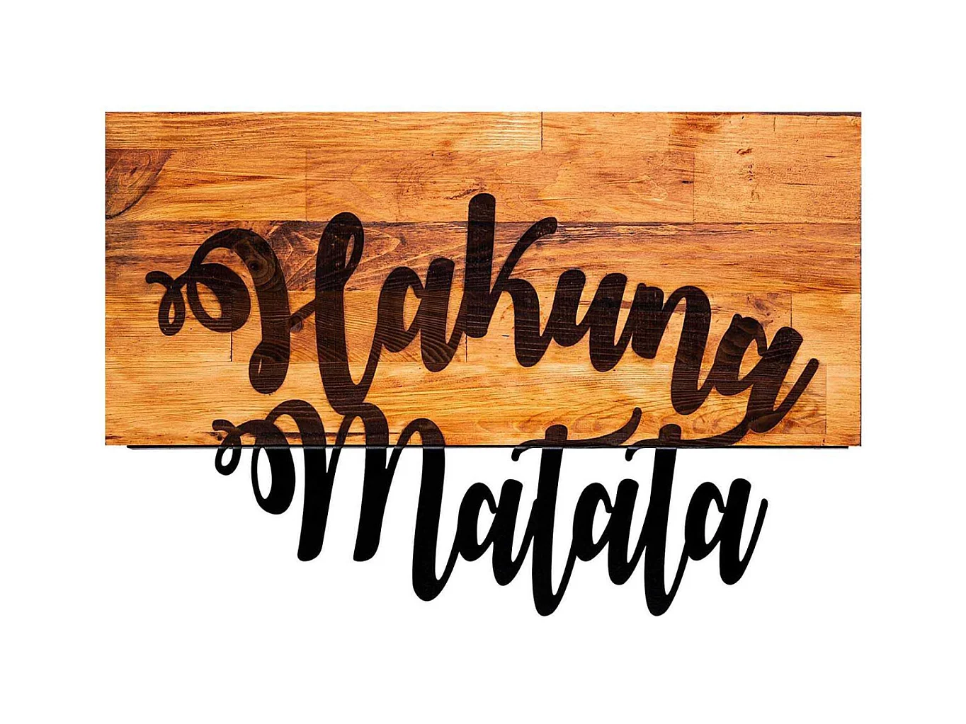 Accesorio decorativo de pared – 58 x 38 cm – nogal y negro – madera y metal