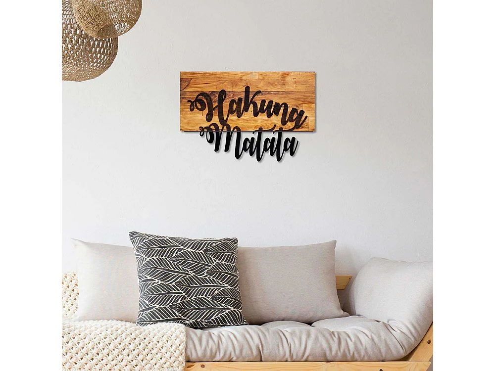 Accesorio decorativo de pared – 58 x 38 cm – nogal y negro – madera y metal