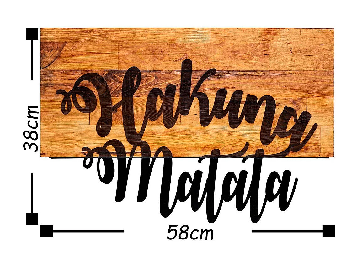 Accesorio decorativo de pared – 58 x 38 cm – nogal y negro – madera y metal