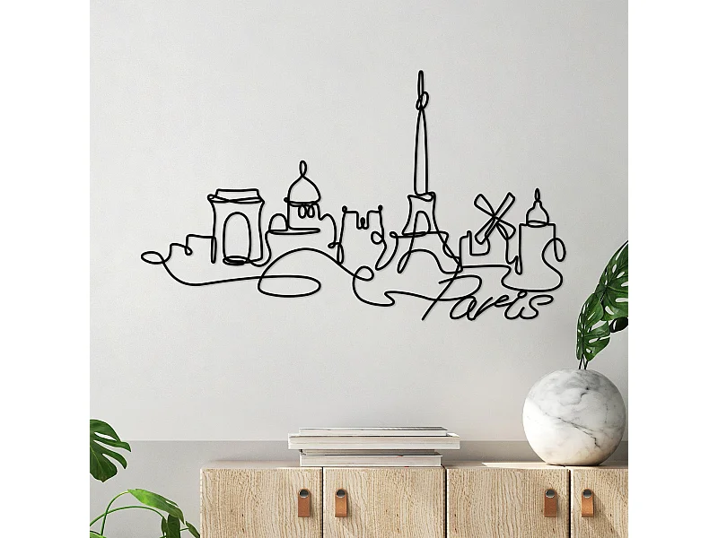 Accesorio decorativo de pared – 120 x 69 x 1,5 cm – Negro – Metal