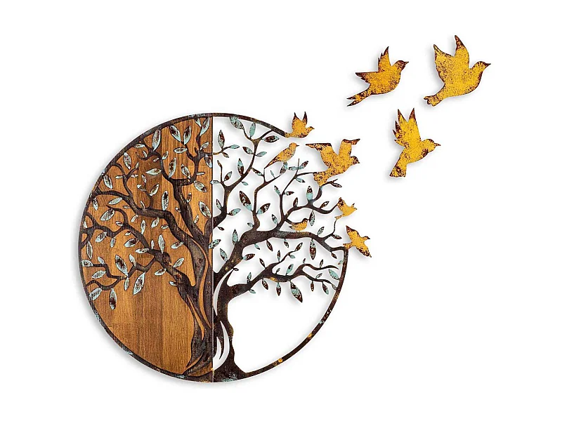 Décoration murale en métal et bois Arbre Modèle 4