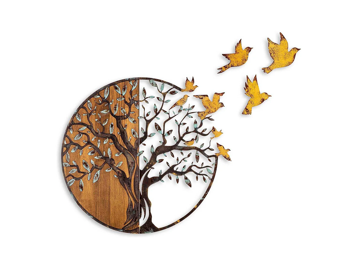 Décoration murale en métal et bois Arbre Modèle 4