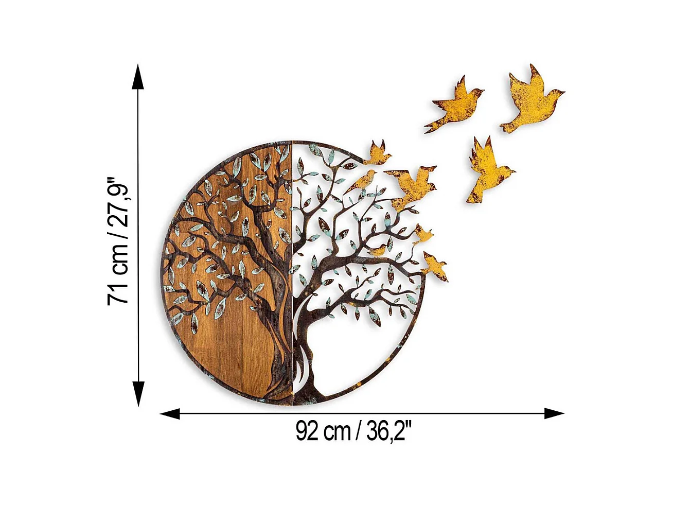 Décoration murale en métal et bois Arbre Modèle 4