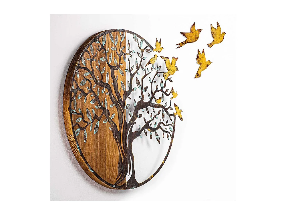 Décoration murale en métal et bois Arbre Modèle 4