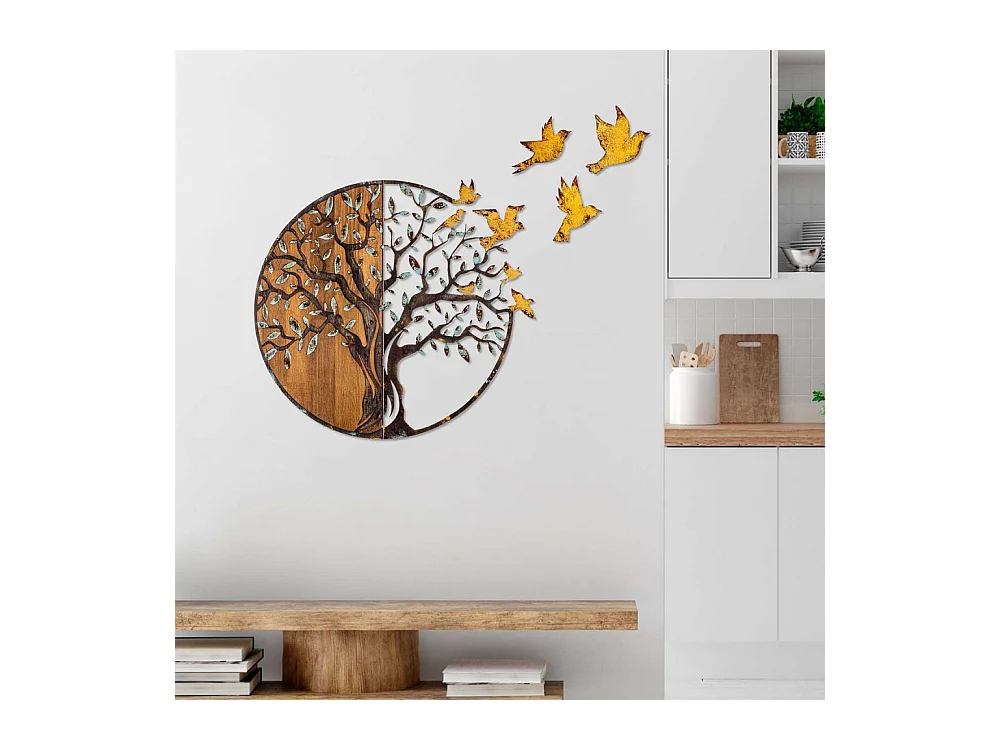 Décoration murale en métal et bois Arbre Modèle 4