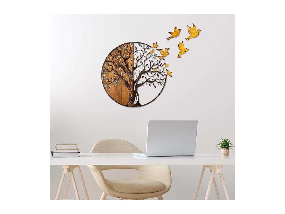 Décoration murale en métal et bois Arbre Modèle 4